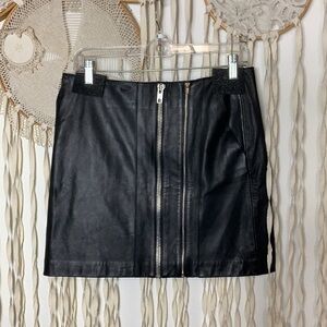 Maje Black Leather Mini Skirt with Zipper Accent 6